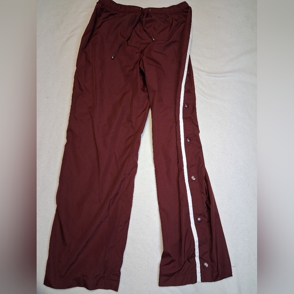 Y2K Womens Burgundy Snap Button Joggers - Picture 2 of 3